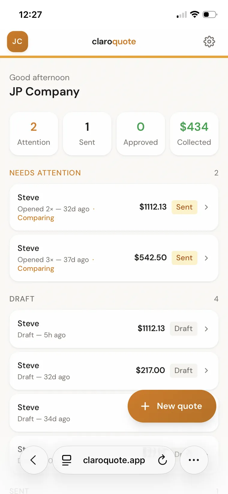 ClaroQuote on a phone